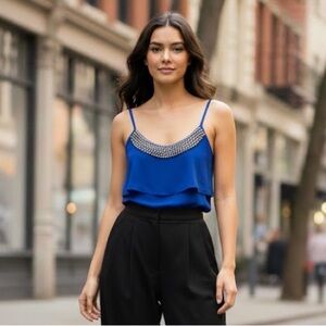 🚨4X$25🚨 Charlotte Russe Royal Blue Camisole with Beaded Neckline